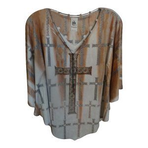 NWOT S-Twelve Cross Batwing Sleeves with Chain Accent Size Small